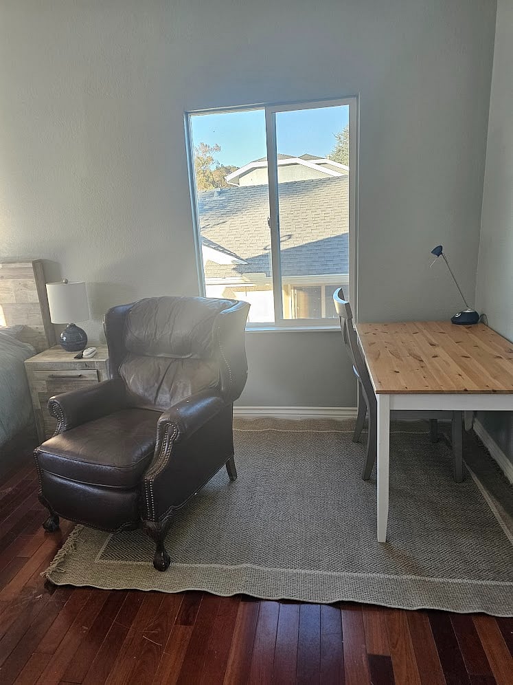 Small table, We have a larger one that matches bedset,if desired.