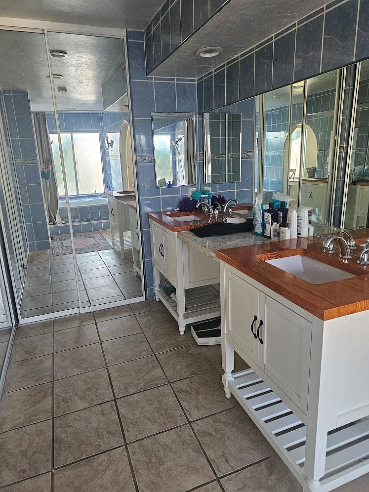 lots of closet space. double sinks