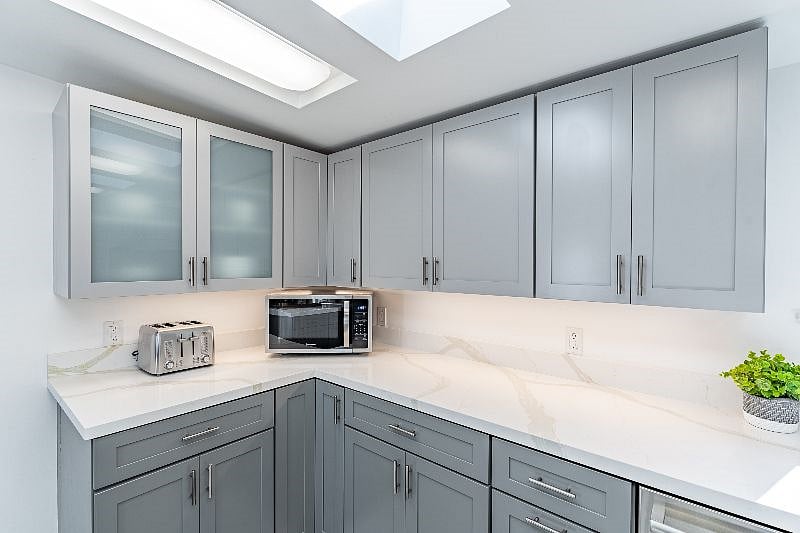There is an abundance of storage and the kitchen is fully equipped with off of the pots, pans, utensils, dishes, cups, etc. that you need.