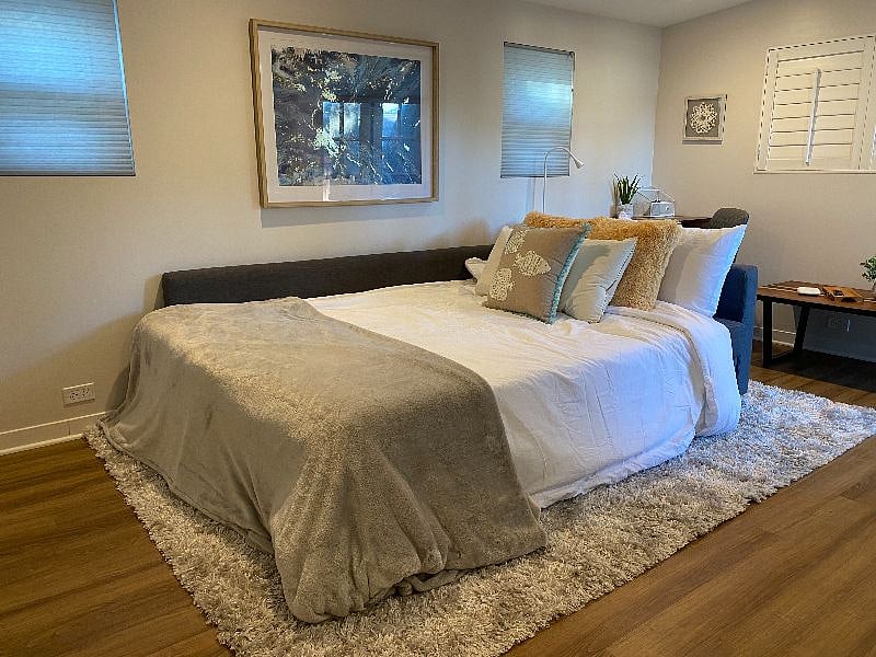 The sectional quickly and easily converts into a queen sized bed.