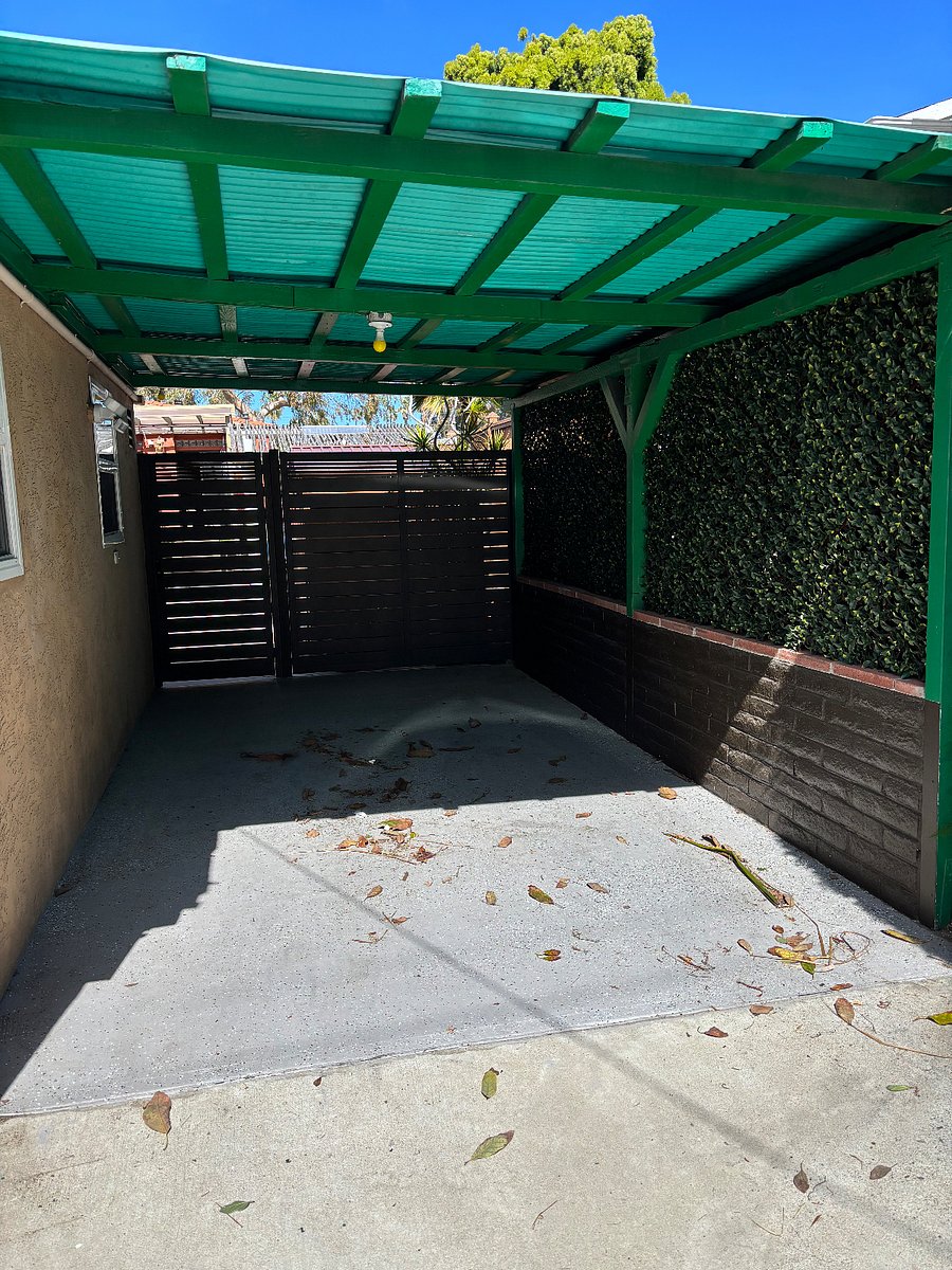 Carport attached to studio
