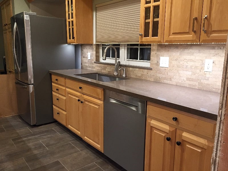 Galley kitchen.