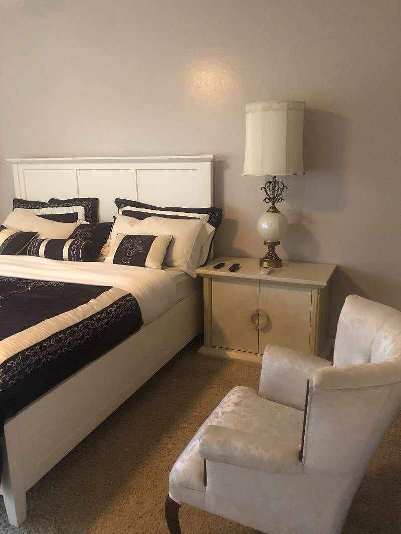 BEDROOM 1: King size bed, dresser