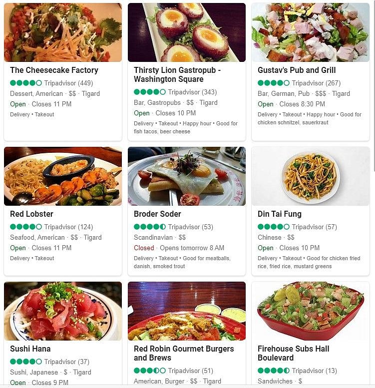 restaurants within 1/2 mile
