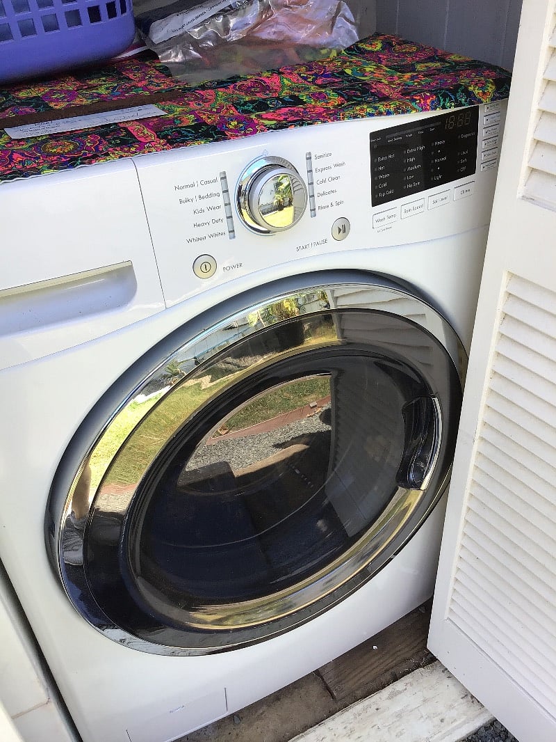 Kenmore washer, outside in closet There is no dryer. Clothes may be hung outside. There is a laundromat nearby if you prefer.