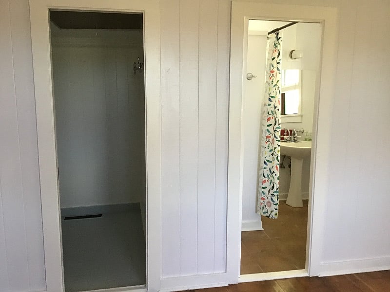 Picture taken from inside bedroom. Bathroom to right, closet to left