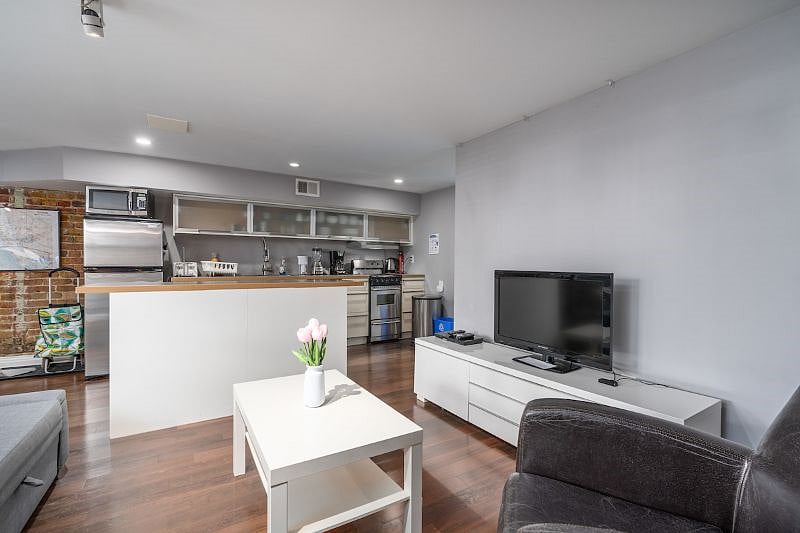 living room and kitchen area