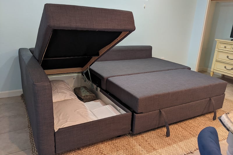 The sofa folds out into another comfortable queen sized bed. The casita can sleep up to four people comfortably.