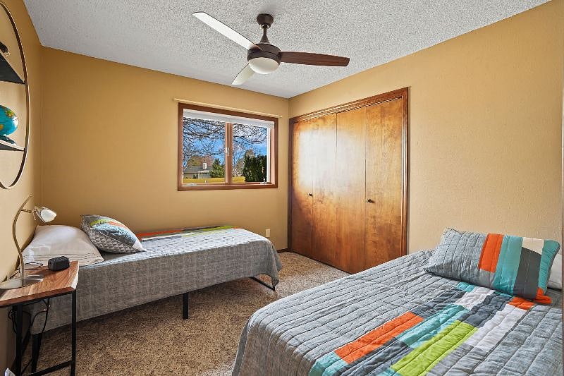 Twin room has two twin beds.  Sleeps two comfortably.
