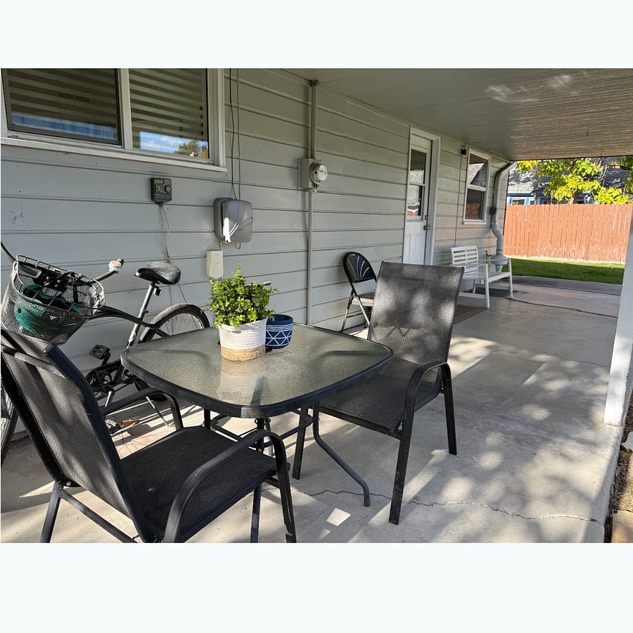 The private, shaded patio awaits. You can eat on the patio while the weather holds out. 