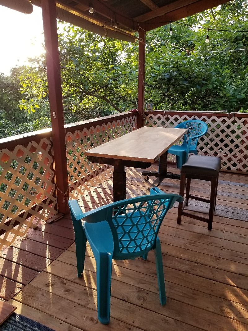 Yurt lanai. It's like a treehouse.