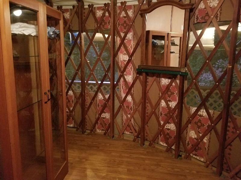 Second room of the yurt. Most use it for all their clothes and gear to keep the rest of the space nice and open.