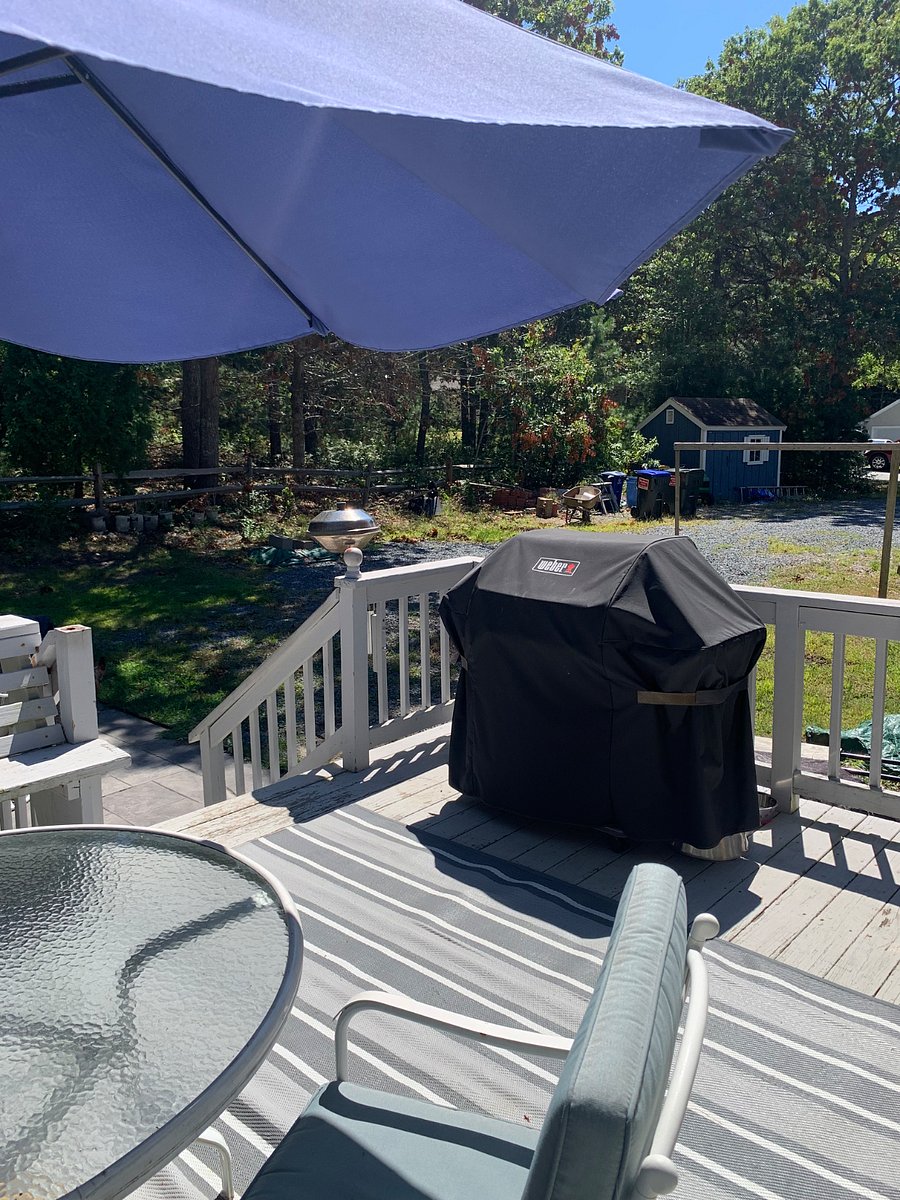 Back deck and to the right shows the parking area. Plenty of parking