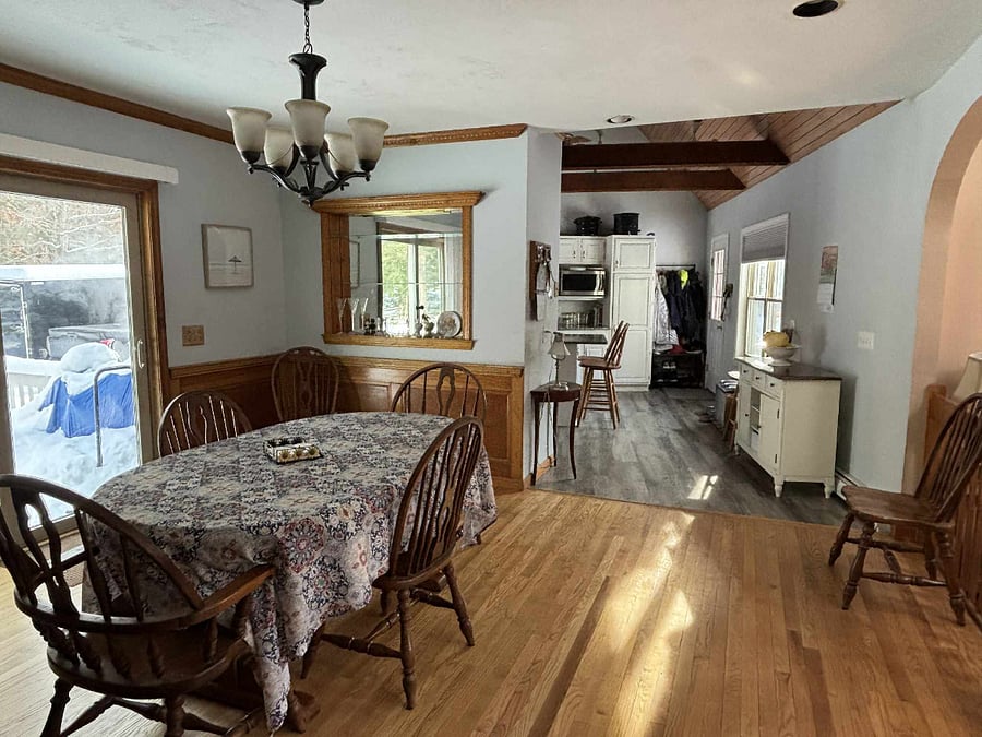 Dining room with slider to back deck