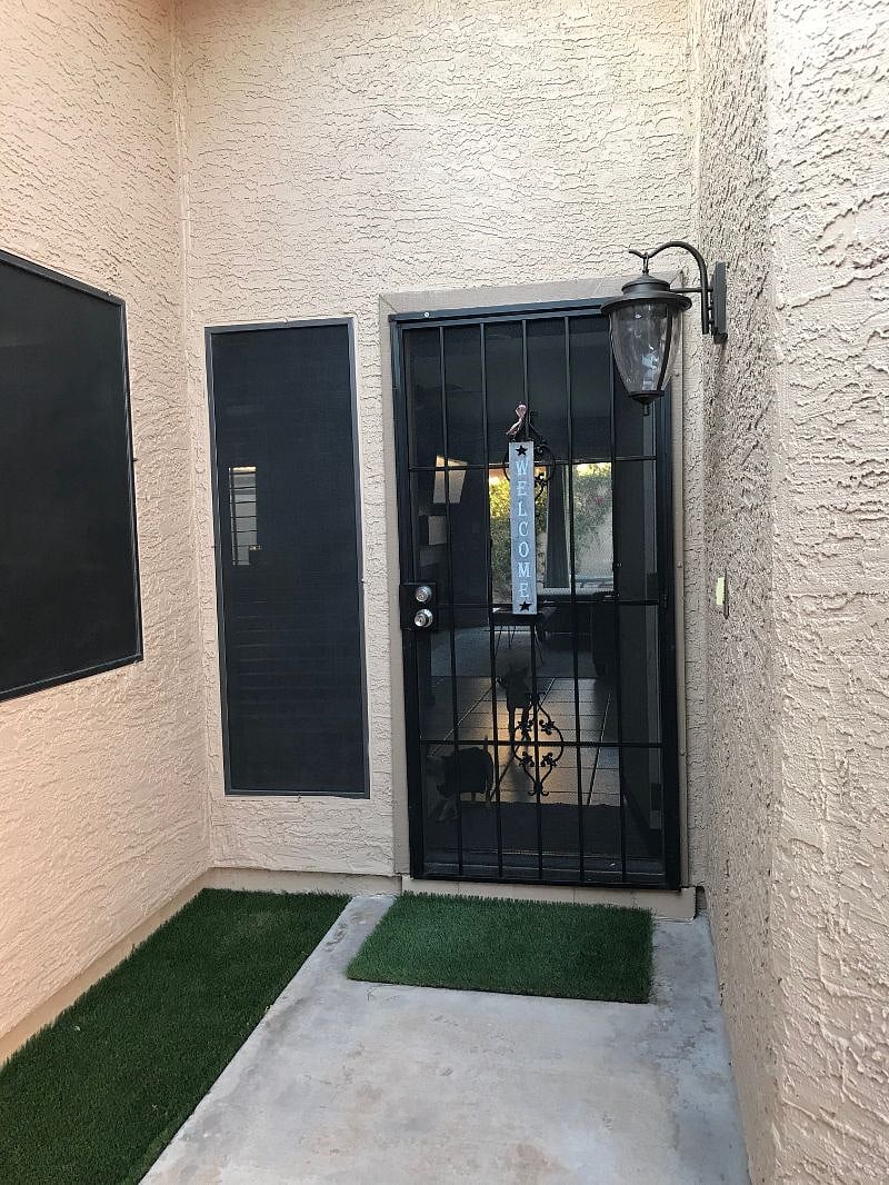 Security screen door on entryway