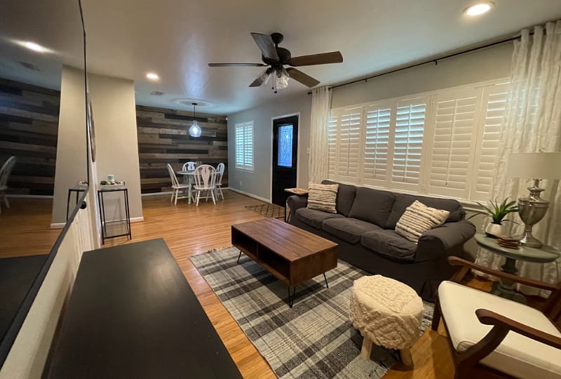 Living room and dining room