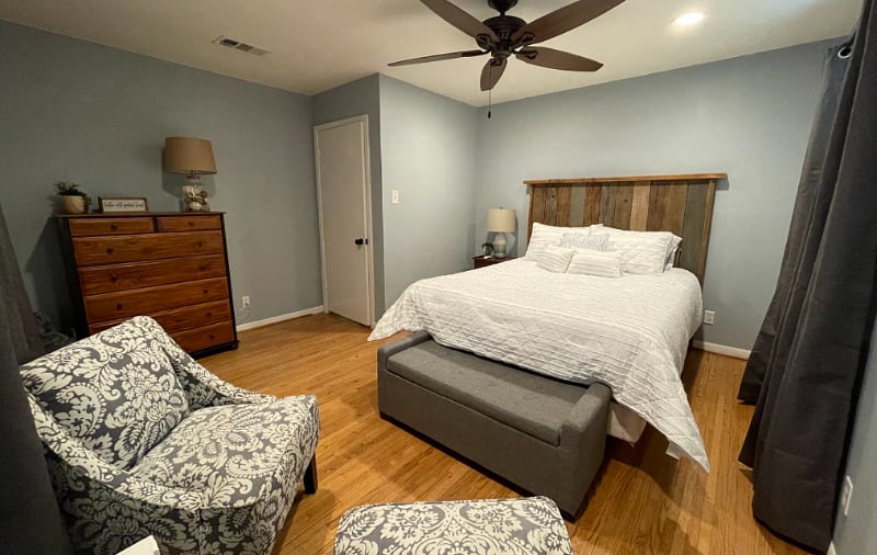 Master bedroom with queen bed