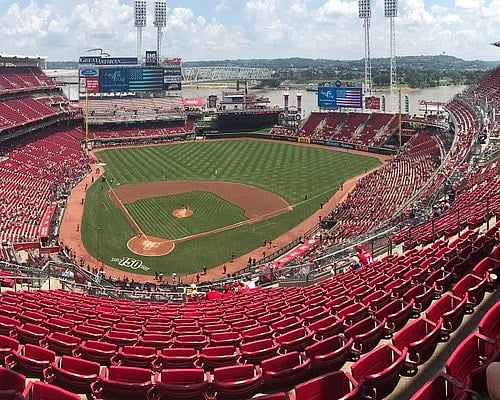 Cincinnati Ball park, 15 min ride downtown