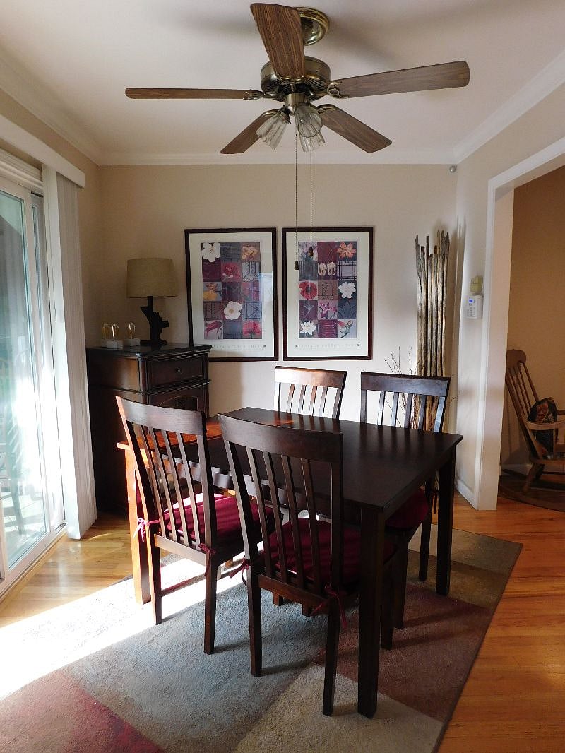 Dining room with 24 bottle wine cooler.