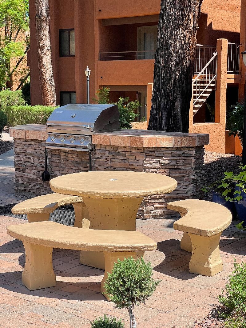 Designated BBQ & sitting table by the pool *