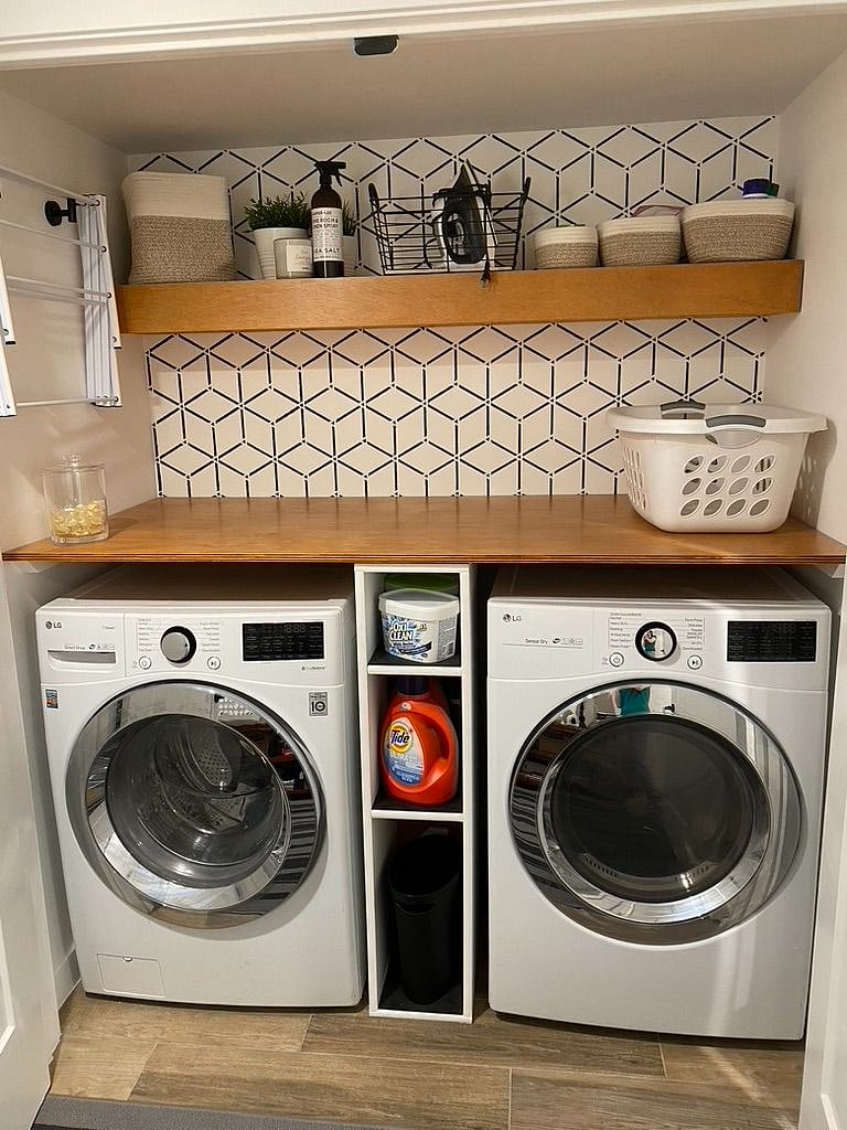 Washer and dryer are shared between upper and lower level of the house.
