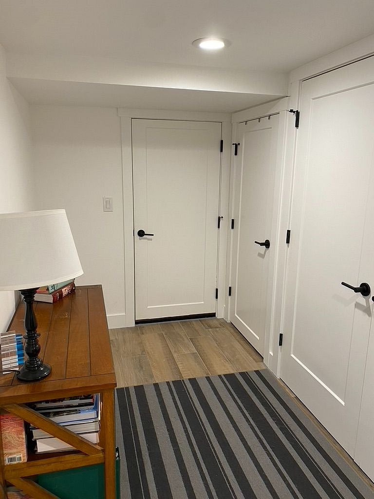 Entrance to apartment and washer/dryer closet