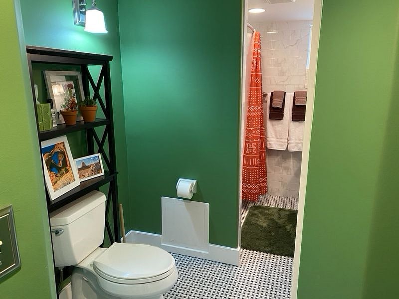 View as you step into the spacious bathroom
