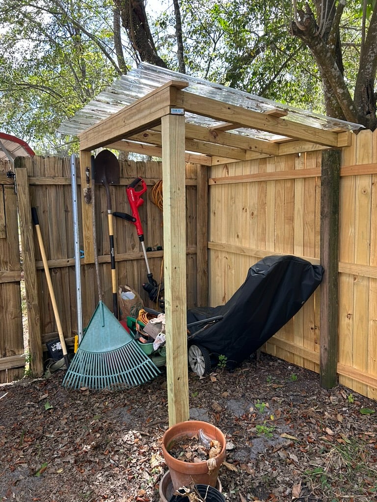 covered space for yard equipment