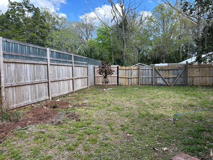 fenced backyard