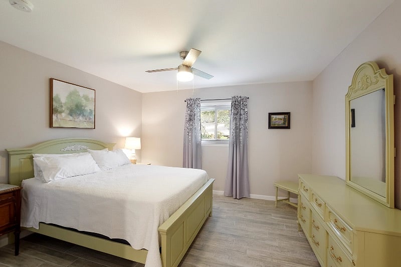 Master Bedroom Suite - private bathroom - King bed and light blocking curtains
