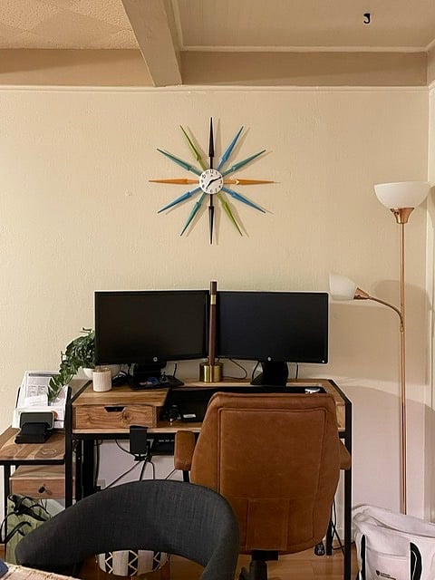 dual monitor computer desk with docking station