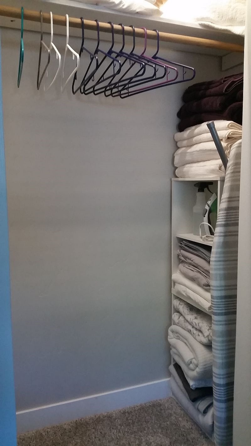 Additional linens, full size ironing board and iron