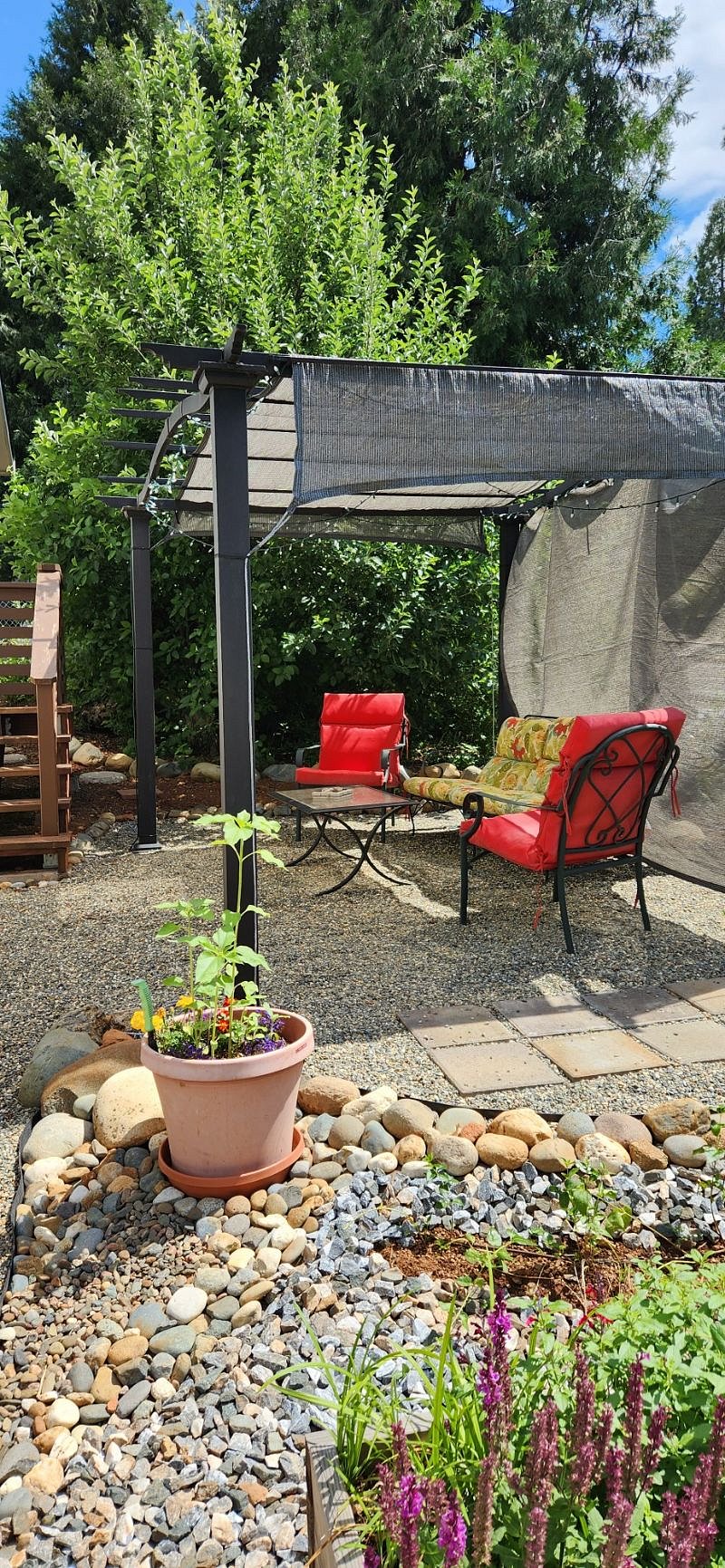 Kick back outside under the shaded pergola