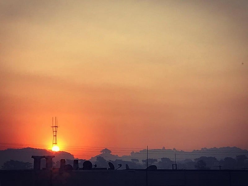 Sutra tower in the distance