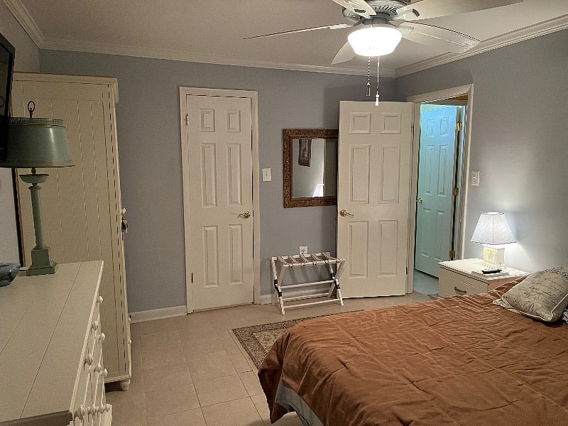 Master bedroom with walk in closet.