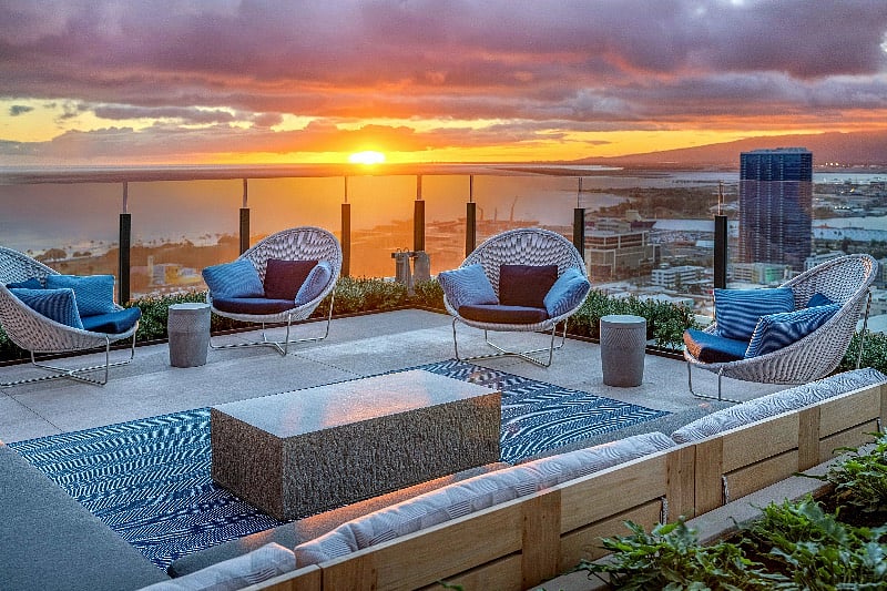 Sunset view from skydeck open to all residents.