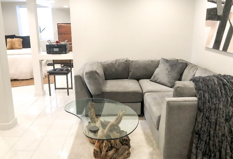 Distressed velvet West Elm sectional