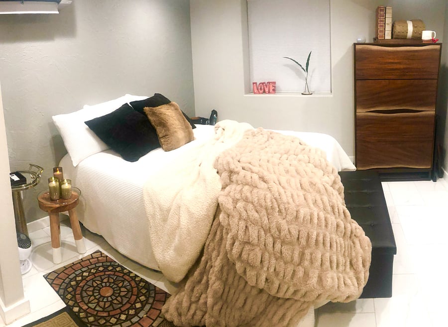 Optional Decor transforms bedroom into the set of Emily in Paris only she is BOHO and in Colorado Springs.