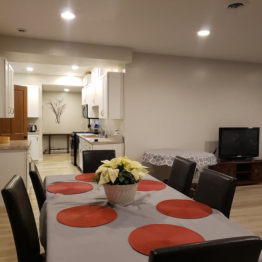 Dining table for 6 and separate table for puzzles, games or crafts