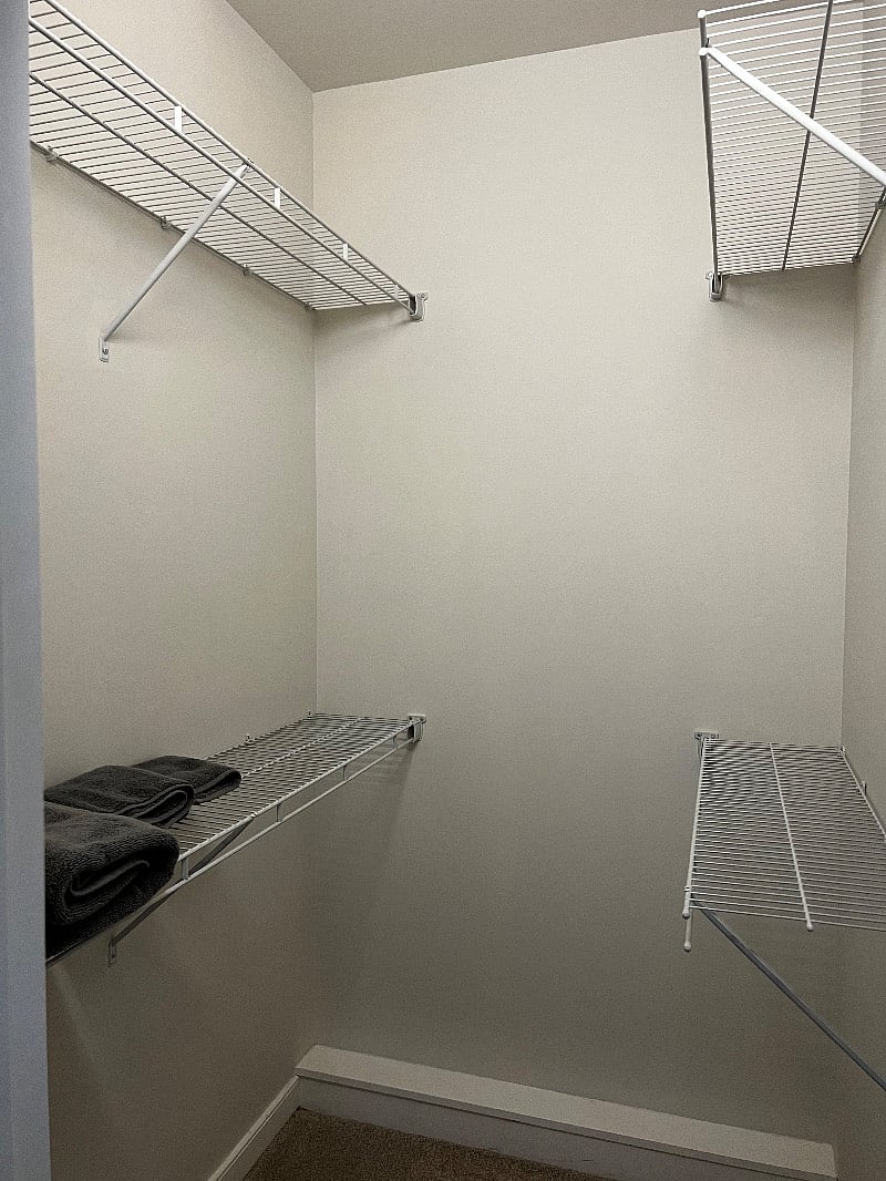Large walk in closet in master bedroom.
