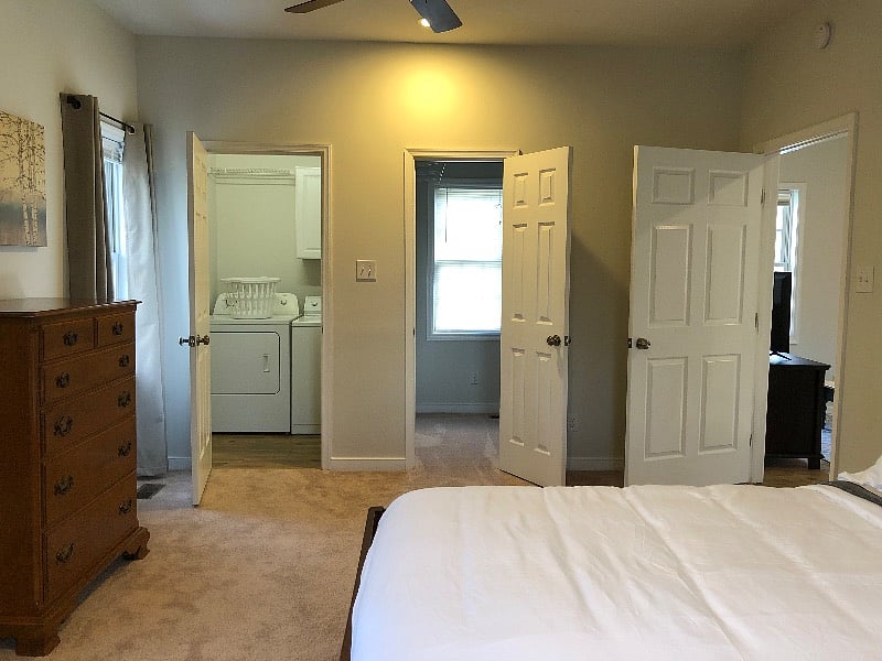 Laundry room and huge walk in closet are in bedroom area.