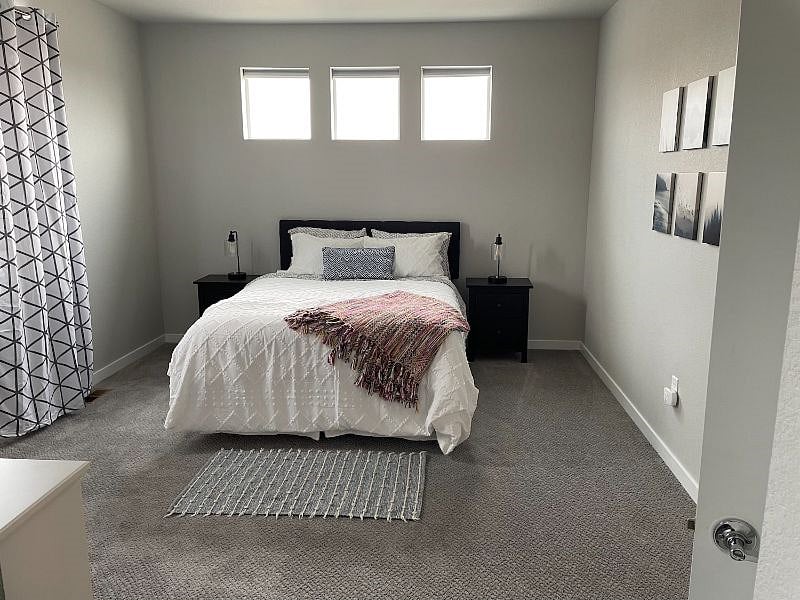Large master bedroom with blackout drapes!