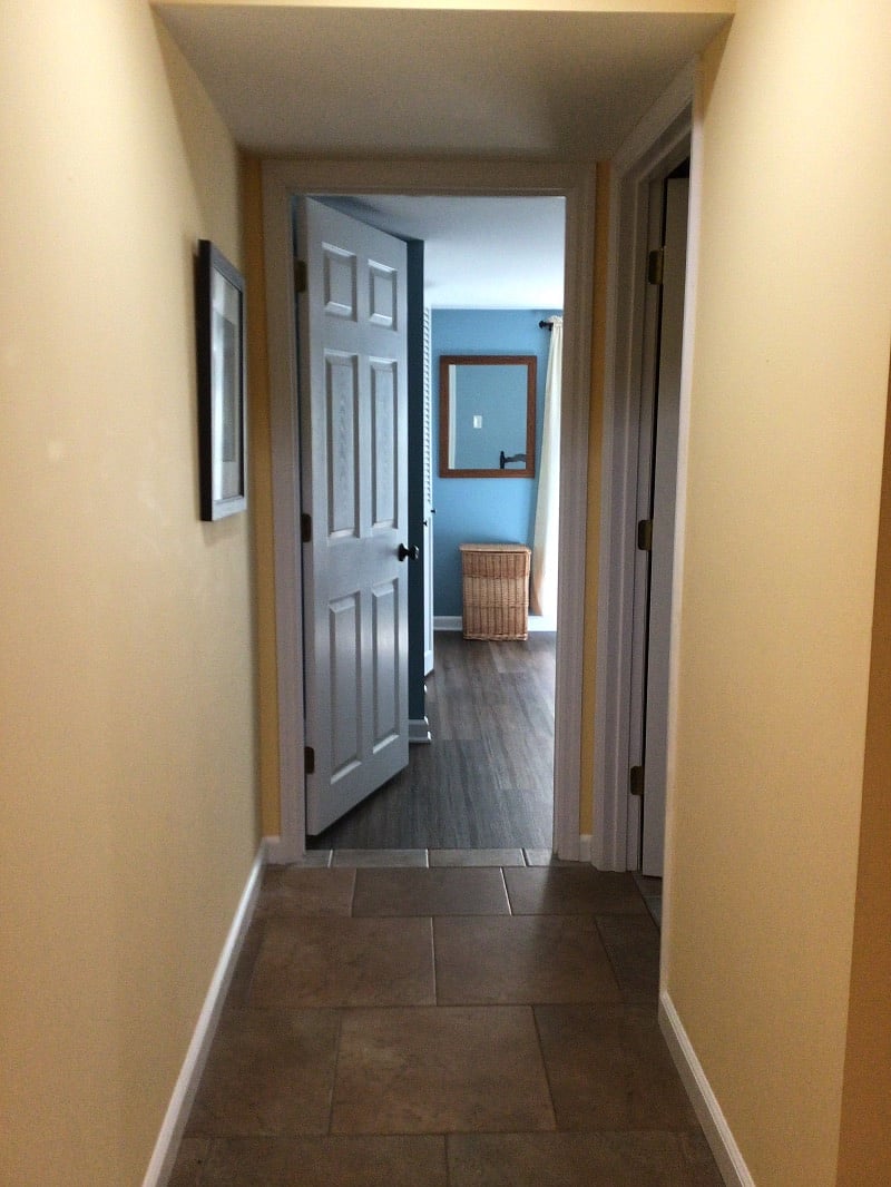 the back hallway leading to the bathroom and bedroom