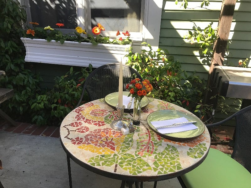Outdoor patio with grill