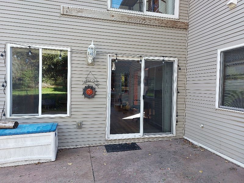 Sliding glass doorway to patio
