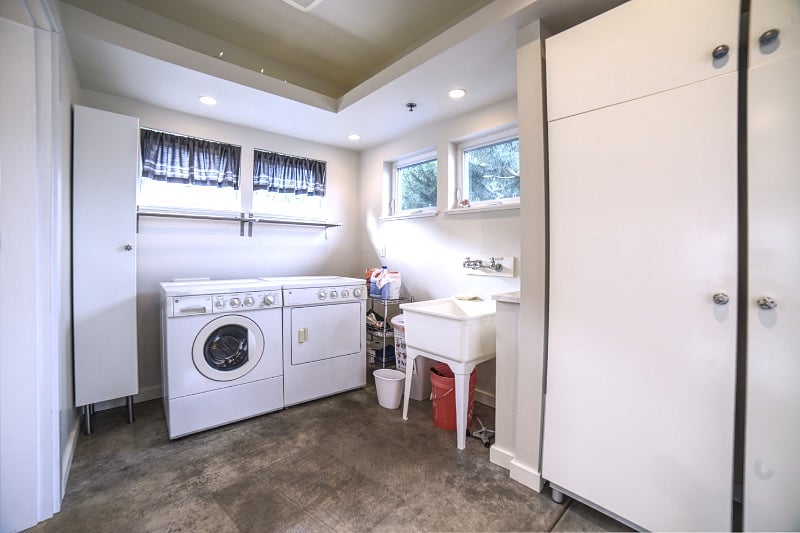 Full washer and dryer and tub sink