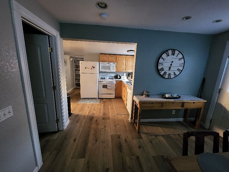 kitchen and 2nd bath from living room