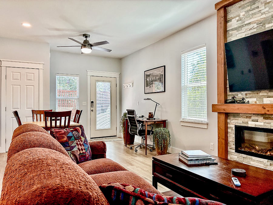 view of the front door from the living room