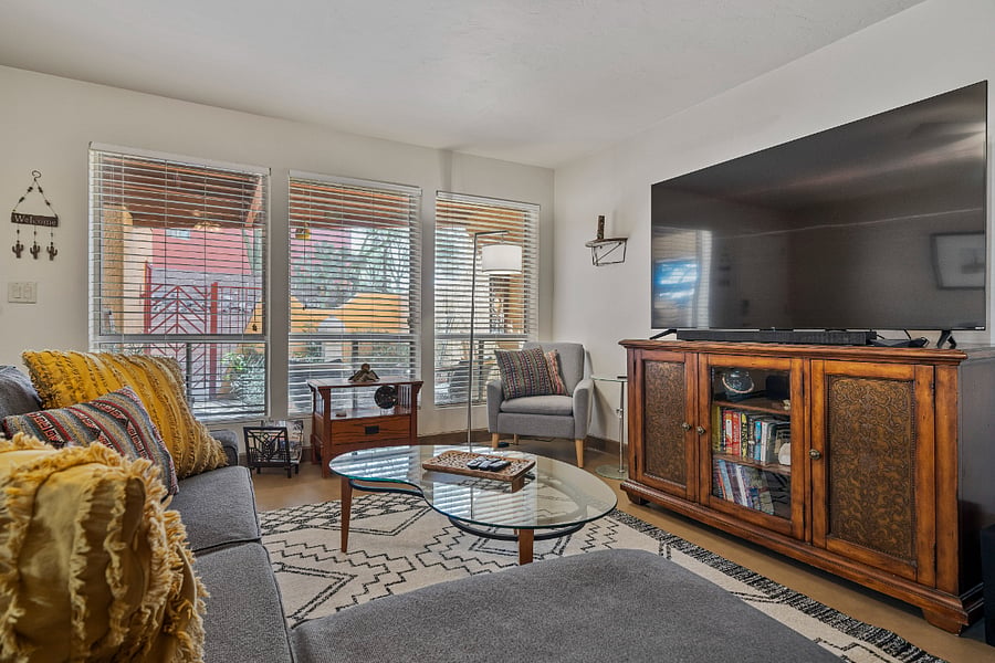 Relax and unwind while catching up on your favorite shows on our 65" Samsung Smart TV, complete with streaming capabilities for endless entertainment.