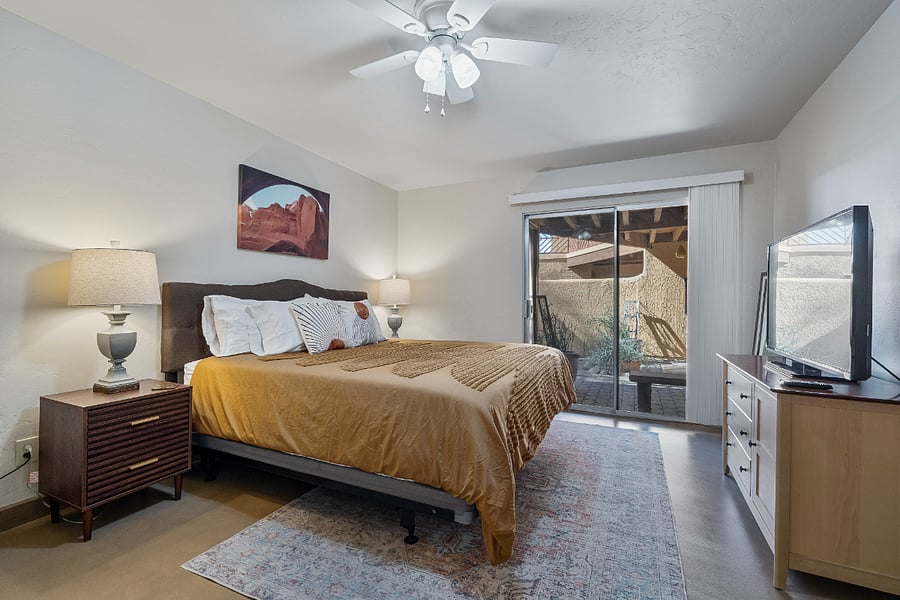 From the primary bedroom, you can enjoy a tranquil view of the courtyard, providing a serene and relaxing atmosphere to start and end your day.